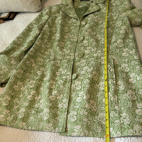Liz Claiborne size 16 lime green embossed white flowers leaf’s Vtg coat jacket - Picture 11 of 14